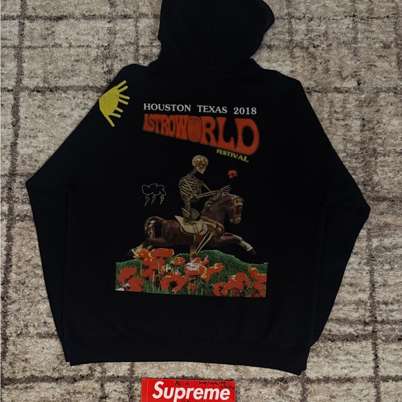 Travis Scott Black Hoodie with Orange Astroworld Logo